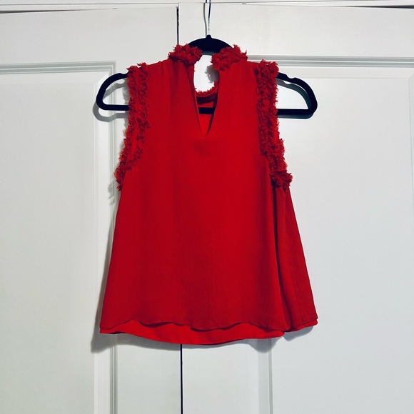 Alexis Red Ruffle Silk Top - Picture 2 of 5